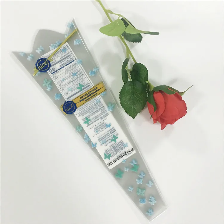 Recycle Bopp Cpp plastic Fresh Flower Sleeve For Single Rose
