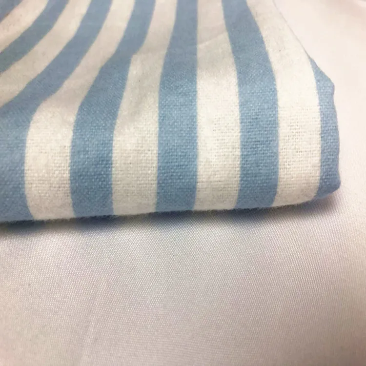 Wholesale 100% cotton blue white stripes flannel printed fabric