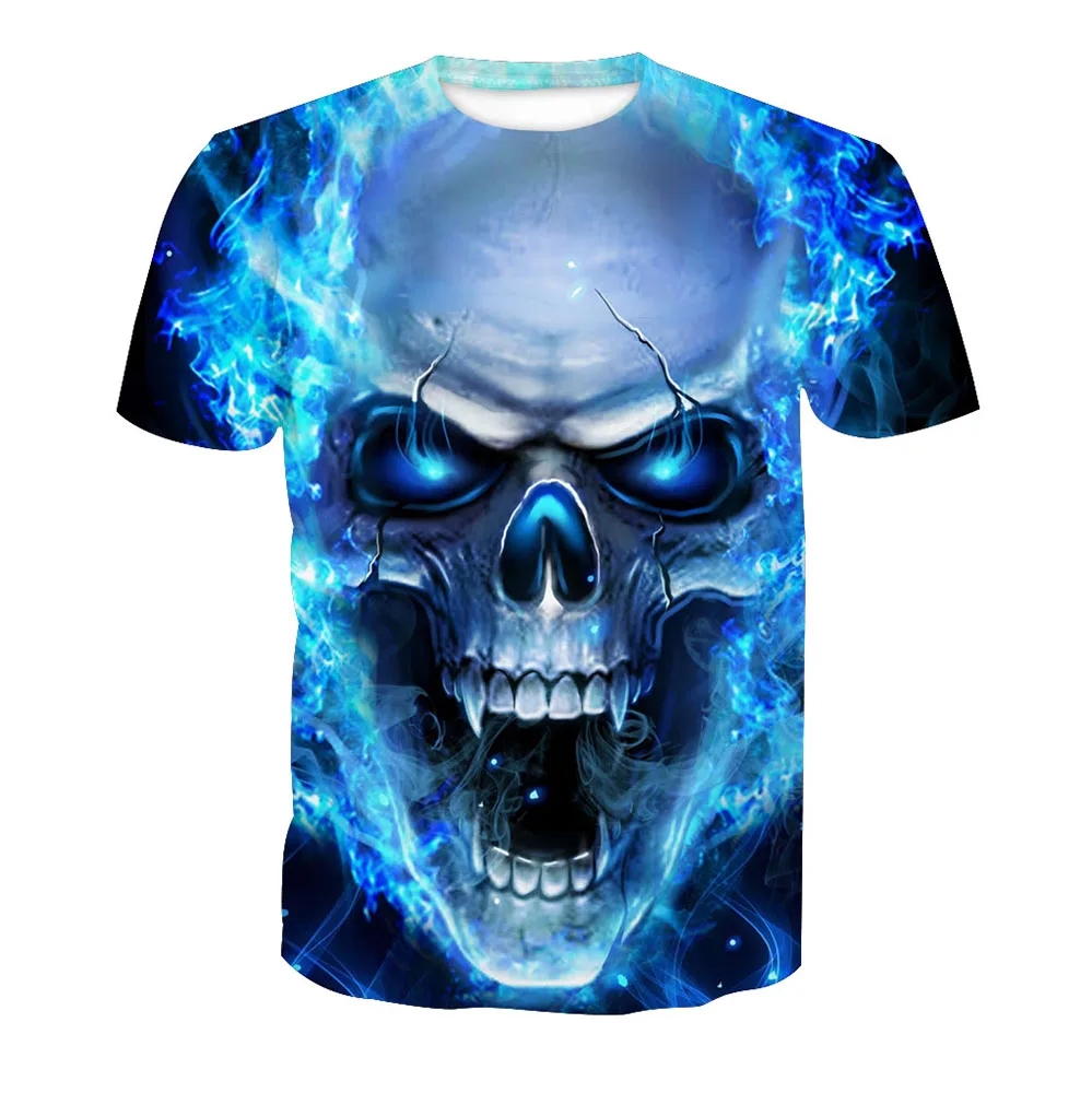 1pcs Custom Made Short Sleeve Oem Sublimation T Shirts, 3D custom SKULL sublimation t-shirt for men