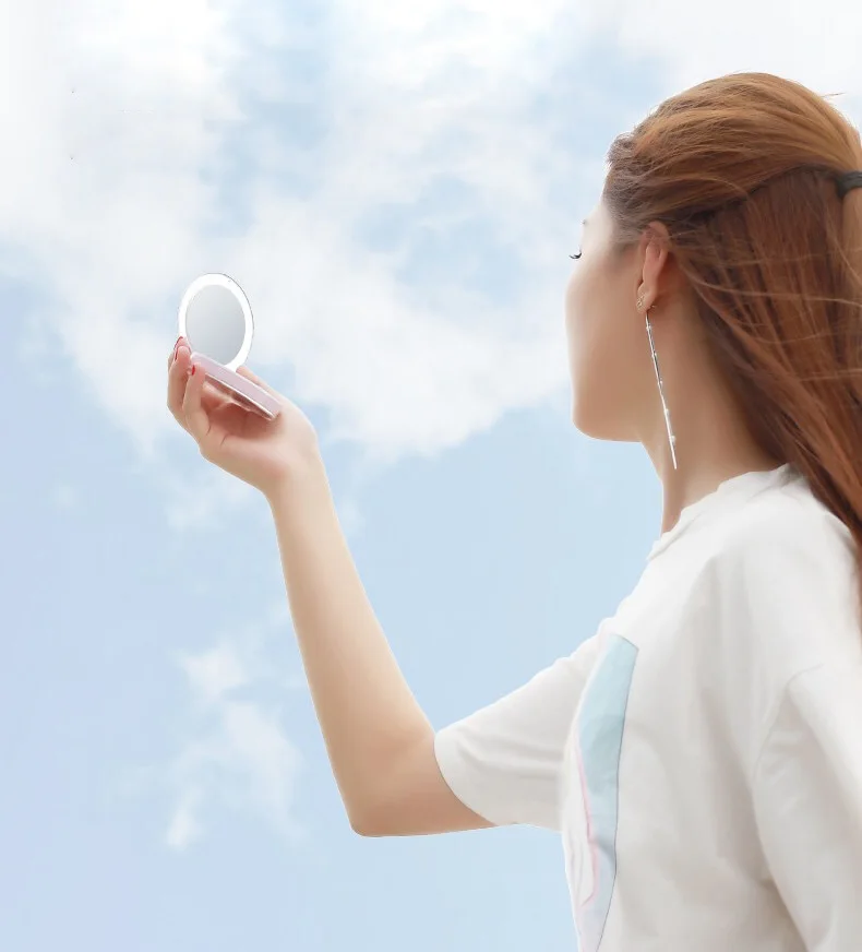 AmazonFold кольцевая Светодиодная лампа портативное женское косметическое зеркало