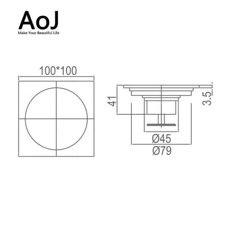 Brass bathroom anti-odor floor drain European style contemporary shower floor drain