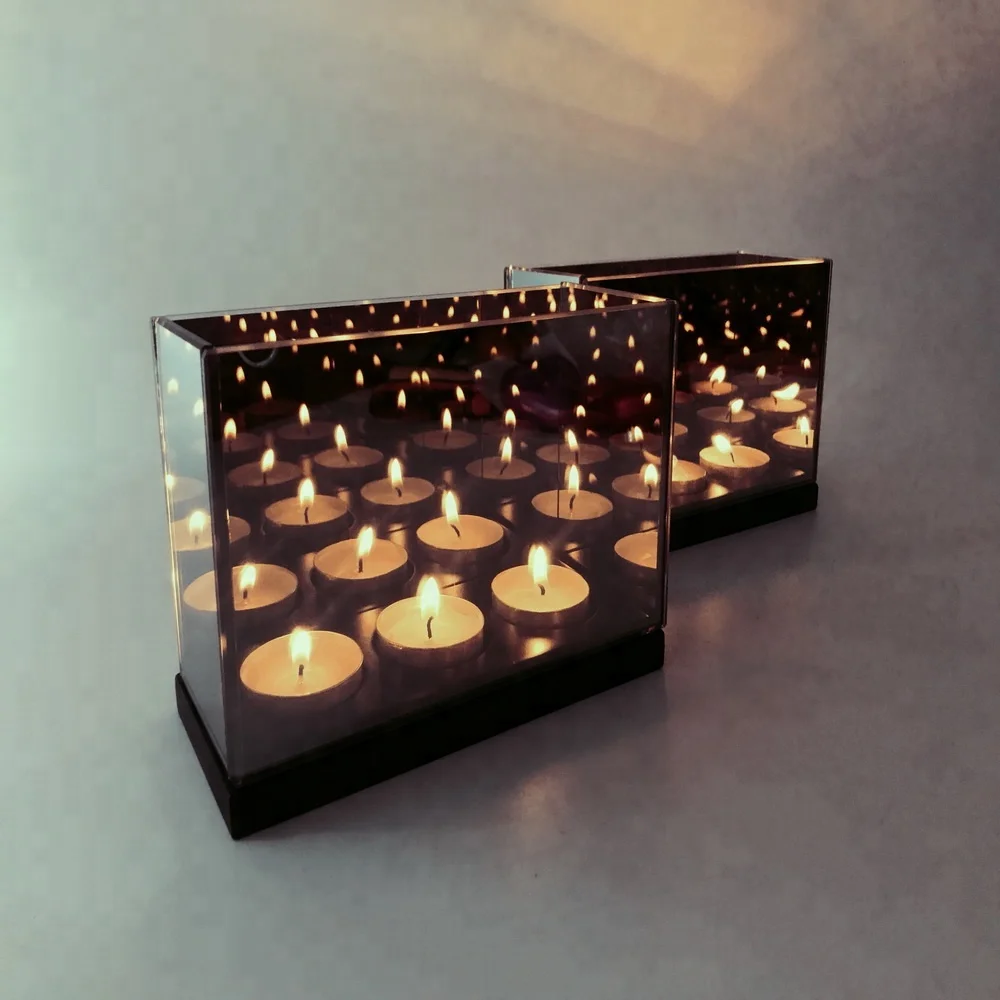 wholesale infinity candle holder with wooden base
