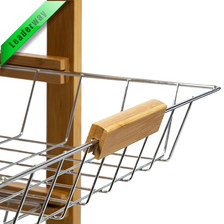 4 Layers One Lawyer Factory Outlet Hand Truck Mobile Trolley Kitchen Island Cart Mobile Foodcart Design bamboo organizer