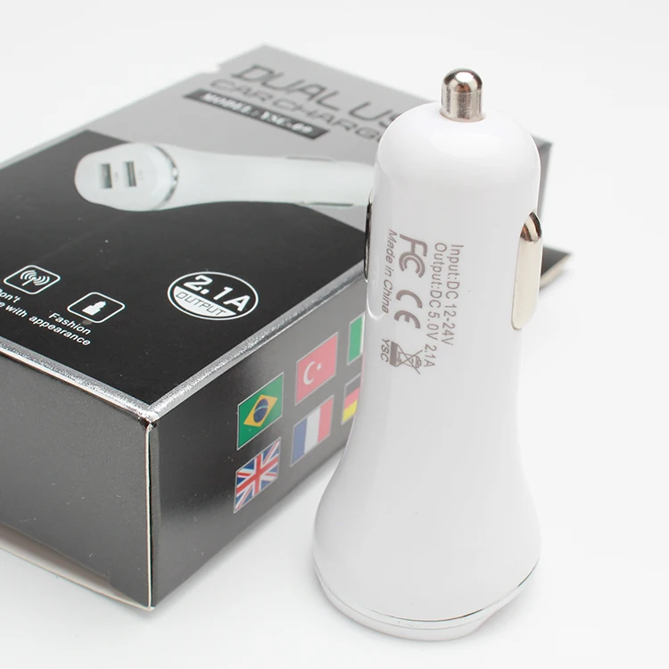 New style 2 port small golden edge wireless usb smart IC protection car charger for mobile phone device