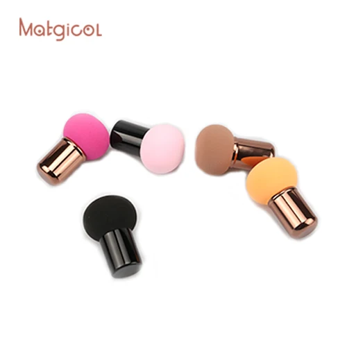 nbr oval/round shape pink makeup sponges refillable foundation powder puff with handle