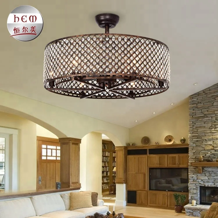 
2018 Hot sale Modern Crystal Energy Efficient Decor decorative Crystal Remote Control Dc Ceiling Fan With Light 