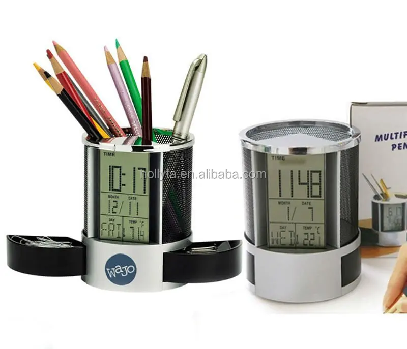 Держатель для ручек BolerGifts с календарем, цифровые настольные часы и контейнер, держатель для ручек медсестры