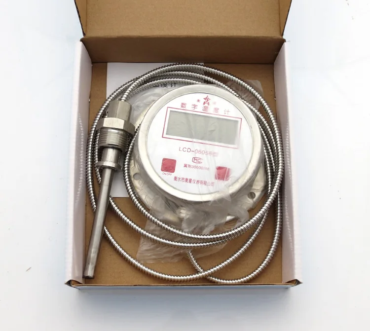 Digital bimetallic digital industrial electronic thermometer DTM-491 all stainless steel thermometer 304 remote transmission