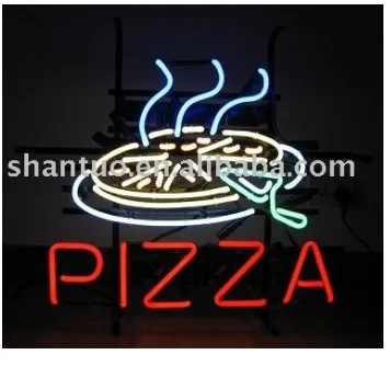 Drop shipping china suppliers free design shop decoration custom glass neon sign neon light metal grid pizza neon sign