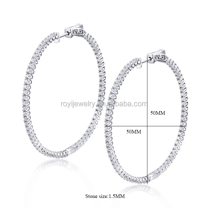 
Royi 50mm round earrings classic ladies 925 sterling silver huggie hoop earrings wholesale 