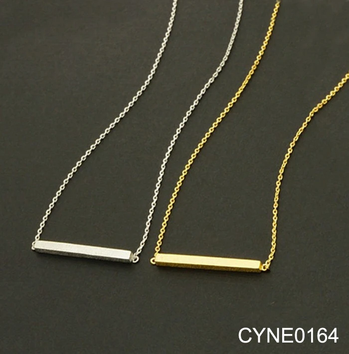 Alibaba Website Fashion Jewelry Gold Silver Blank Stamping Bar Necklace