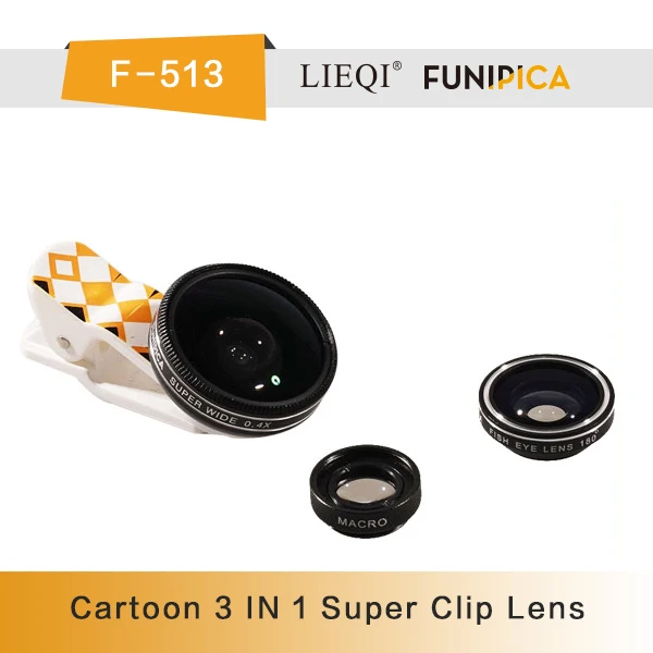 3-в-1 180 град. рыбий глаз + 0.4x супер широкоугольный + макро-объектив для всех мобильных телефонов