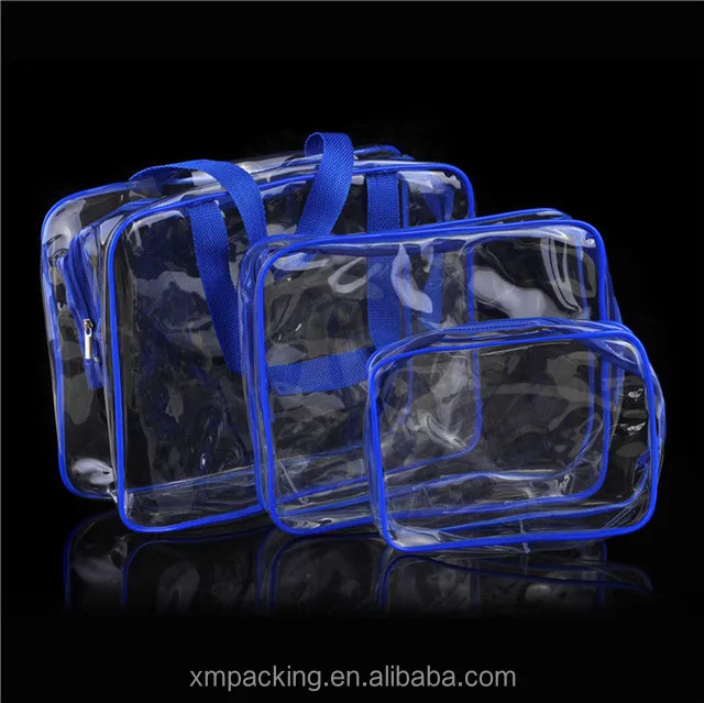 customized transparent waterproof clear plastic travel pvc cosmetic bag with zipper