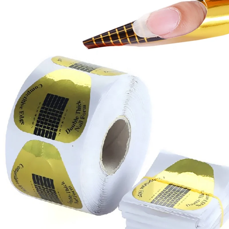 OEM/ODM Custom LOGO Holographic Paper Nail Art Extension Double Use Strong Soft Gel Dual Acrylic Nail Form