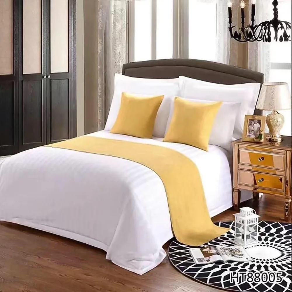 Orange Custom decorative king size luxury bed runner for hotel