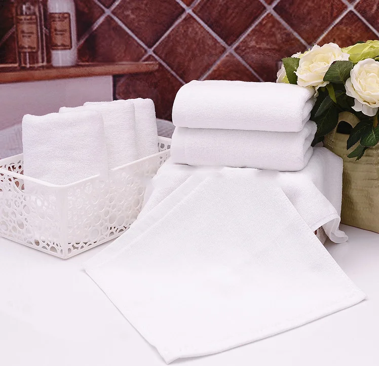 100 cotton plain white hotel towels hand towel with hotel logo,square small face towel
