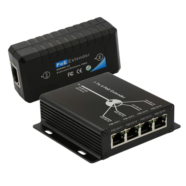 
Passive 10/100mbps IEEE802.3af POE repeater/POE Extender for IP camera system for another 120 meters, 1 port and 4 ports design 