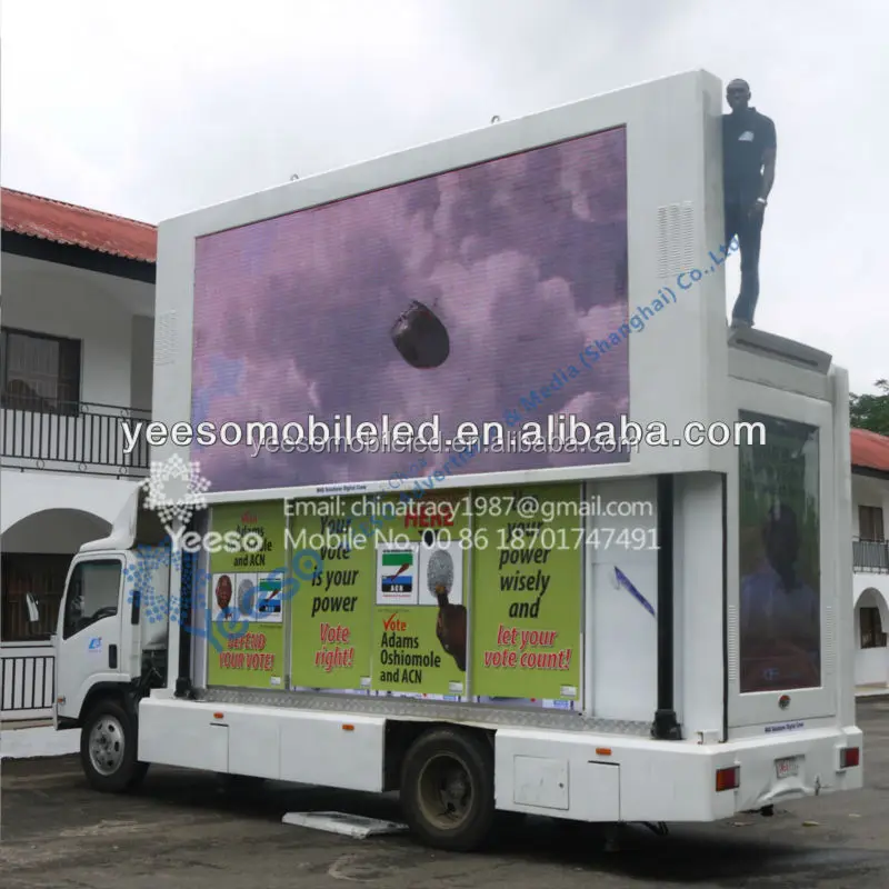 Мобильный Рекламный грузовик с одним подъемным светодиодным экраном и рекламной коробкой