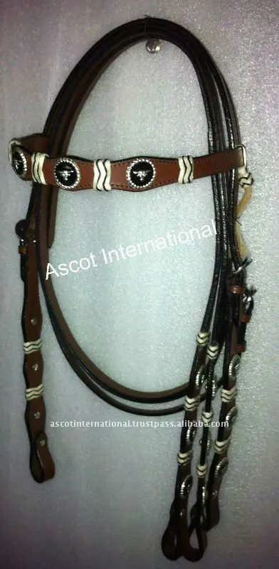 Pure Leather Wholesale Horse Fancy Silver Concho Headstall Rawhide Knotting Custom Riding Equipment Equestrian