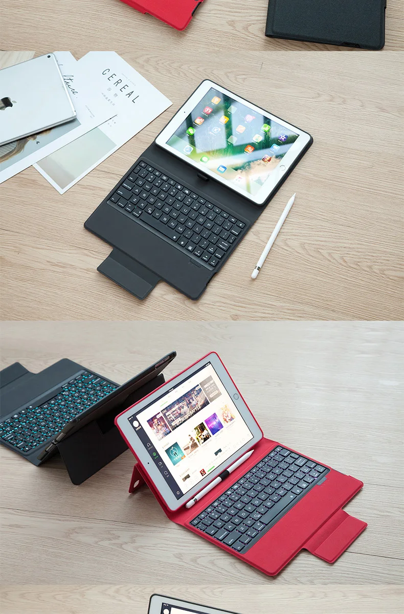 
2018 New designfactory supply leather Bluetooth keyboard case for ipad 9.7 backlitt keys keyboard case for 2018 new ipad 