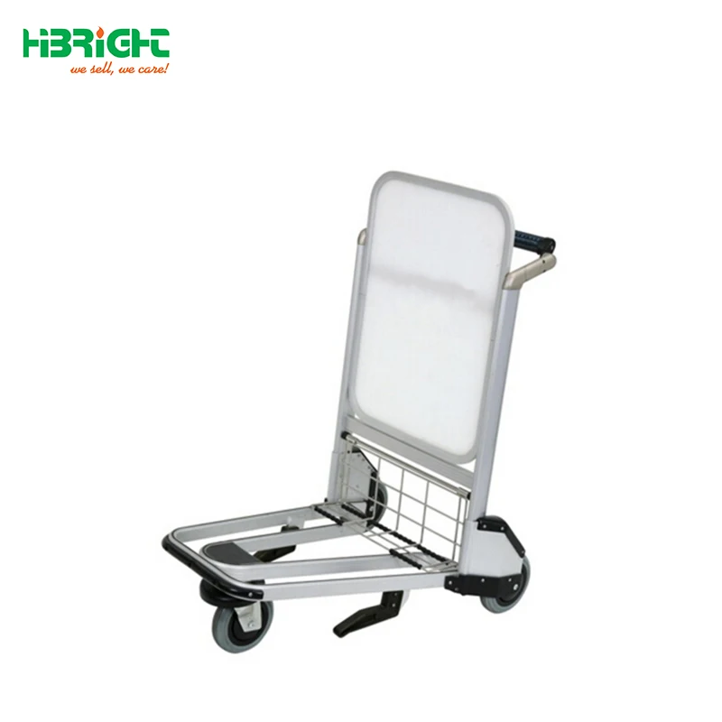aluminum hand brake airport luggage cart with 3 wheels