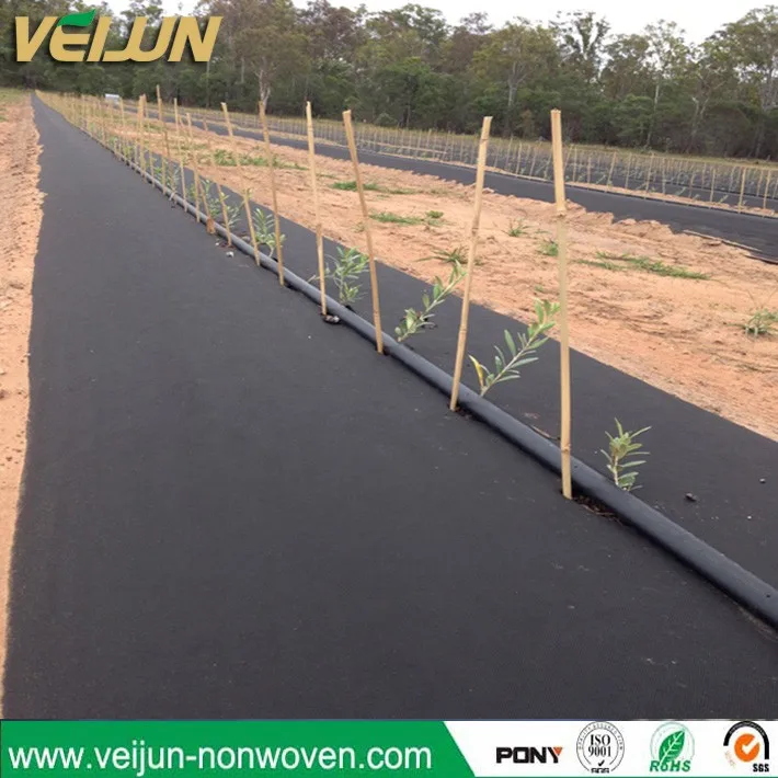 UV treated virgin biodegradable / ecofrindly non woven black weed mat