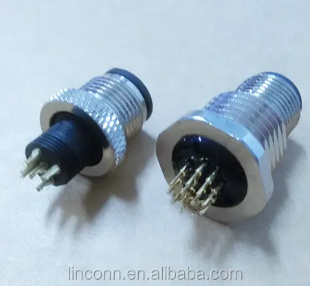 4/5/8/10pin waterproof IP67 circular connector panel mount m12 connector