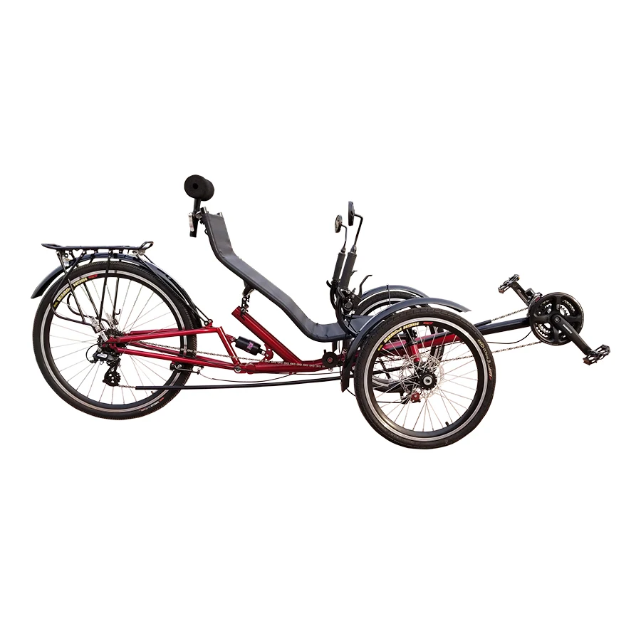 Free Shipping ZZMERCK Folding 3 Wheel Bicycles Recumbent Trike with Rear Suspension