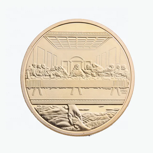 Promotional custom metal jesus coin religious coins gold
