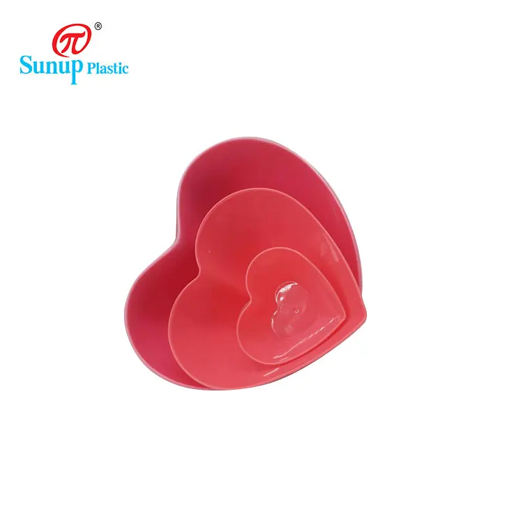 Eco Friendly Snack Candy Bowl Red Heart Shape Plastic Bowl