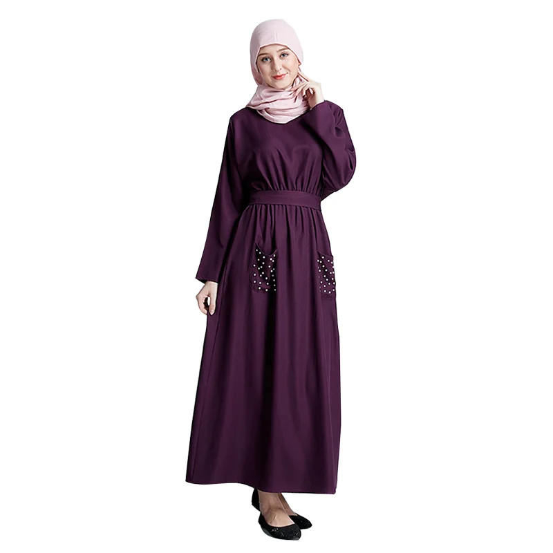 2018 Fashion Muslim Dress For Women Long Sleeve Loose Solid Maxi  Dress Hijab Abaya Latest Burqa Designs Pictures