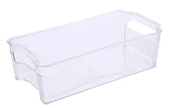 ZNF00002 Clear Plastic Stackable Fridge Organizer Storage  Bins for Kitchen Refrigerator Freezer Pantry and Cabinet