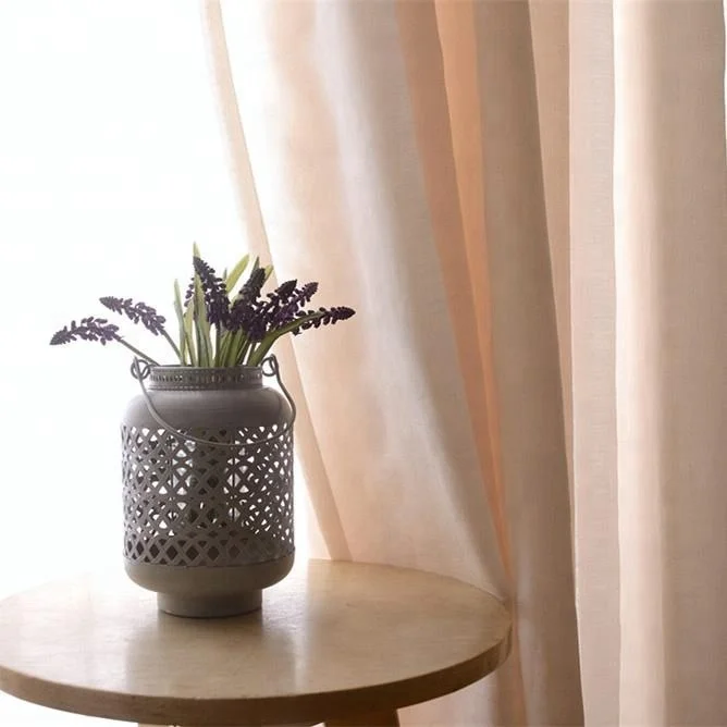 Beautiful elegant nature linen pure gauze curtain for hotel