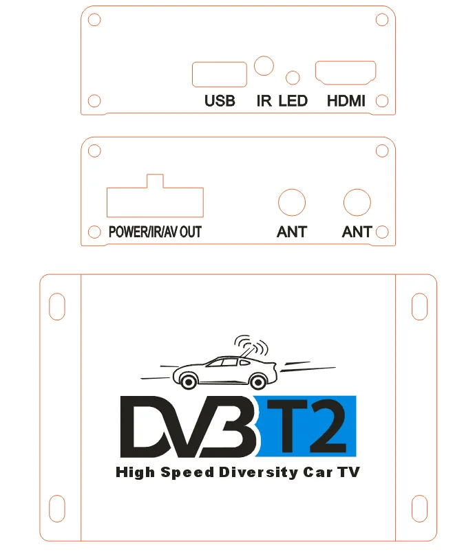 DVB-T220 car DVB-T2 transmitter full HD dvb-t2 digital TV receiver Siano chipset high speed