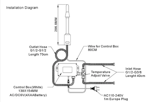 Hospital automatic sensor water tap with long neck