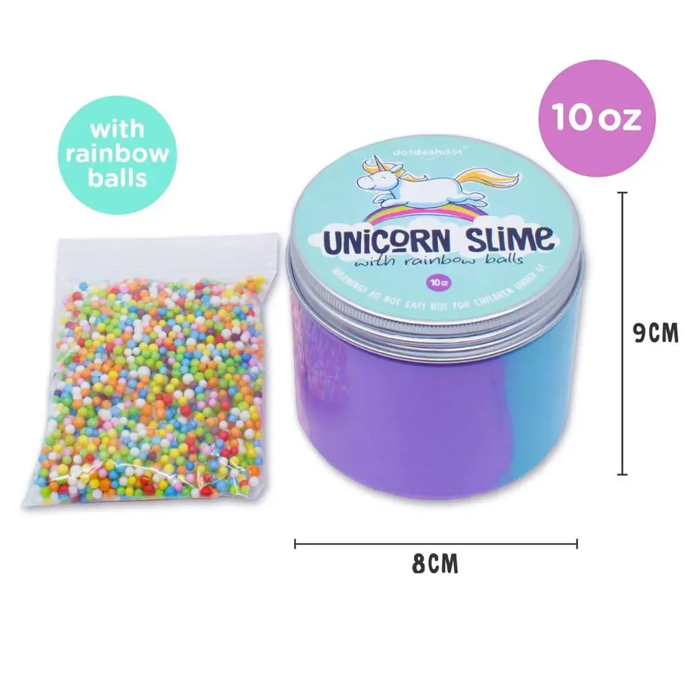 
10oz Unicorn Fluffy Slime package with beads, NON-STICKY Soft extra Fluffy Floam Slime 