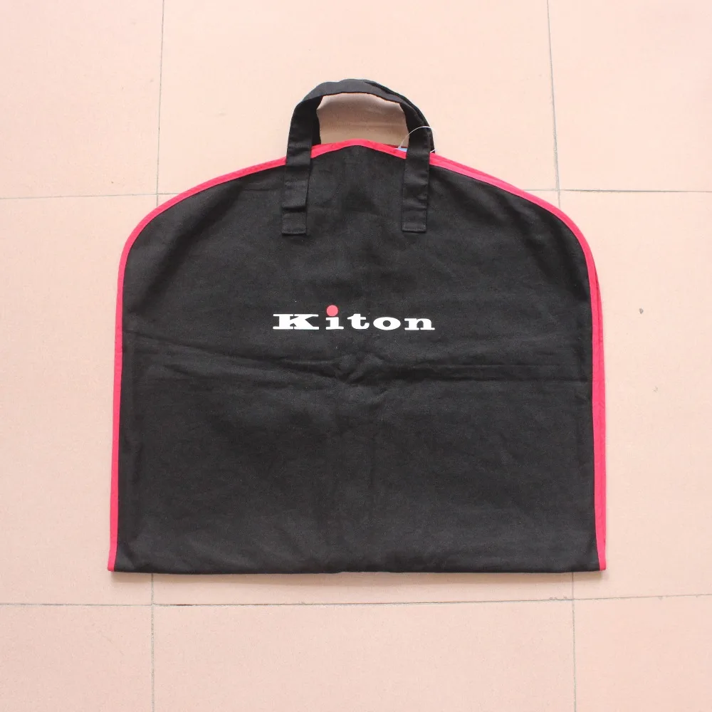 Hot-sell custom 42 inches Black breathable cotton hanging suit bag for men suit and closet