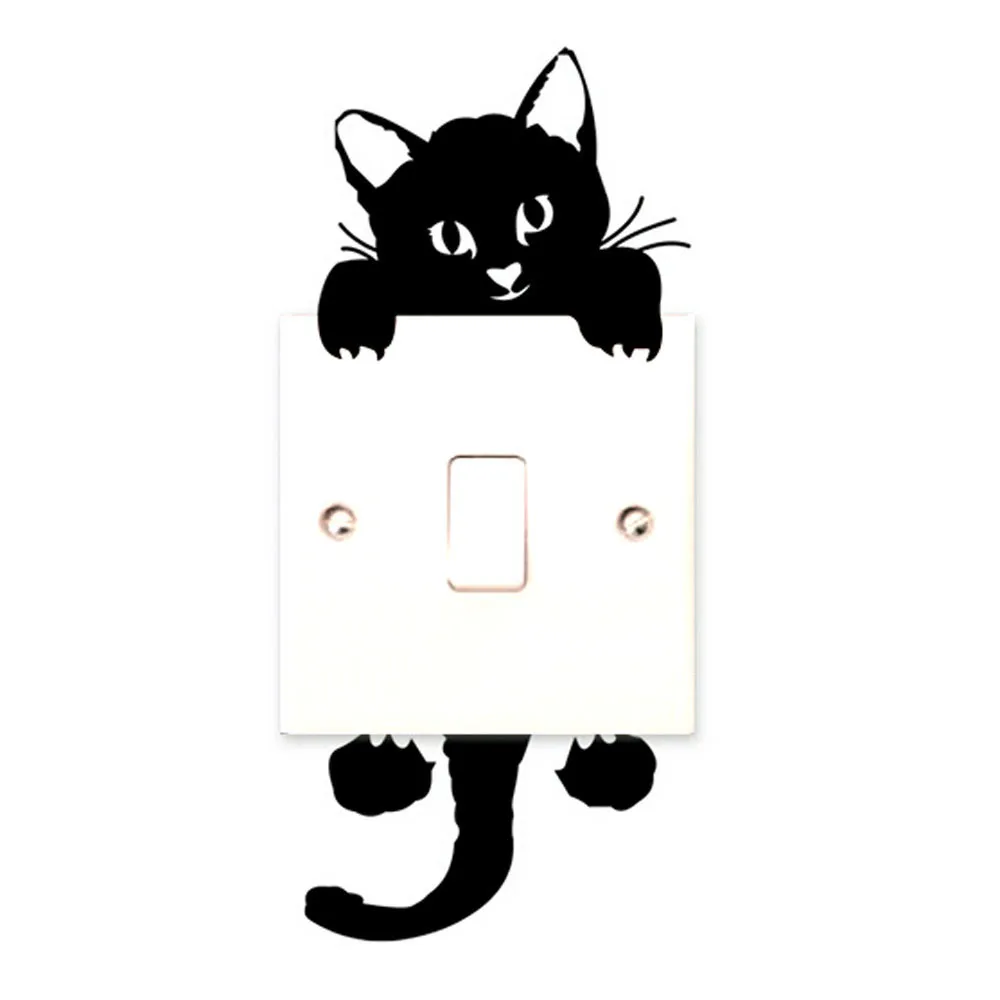 Hot Sale Light Switch Art Mural Baby Nursery Room Cute New Cat PVC Switch Wall  Sticker