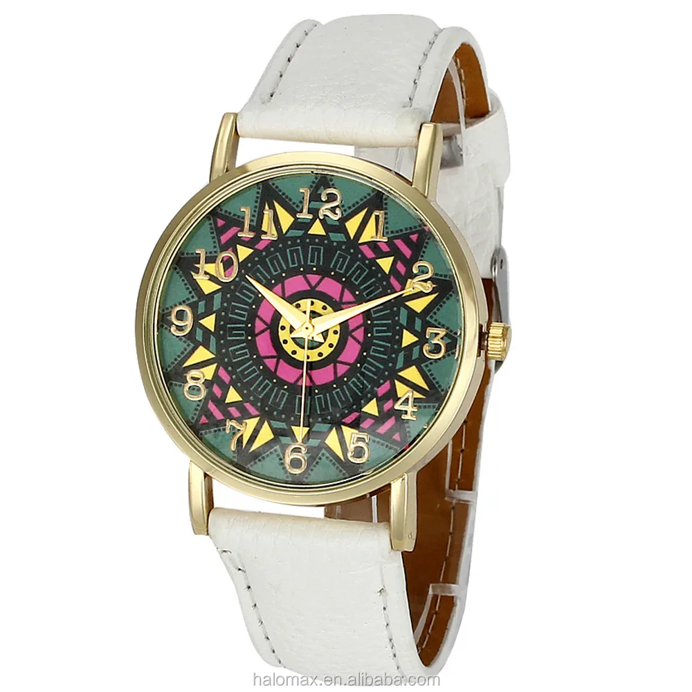 Wholesale Geneva Sun Flower Compass Belt Ethnic Style Ladies Fashion Fashion Watch Sunflower Women  Watch