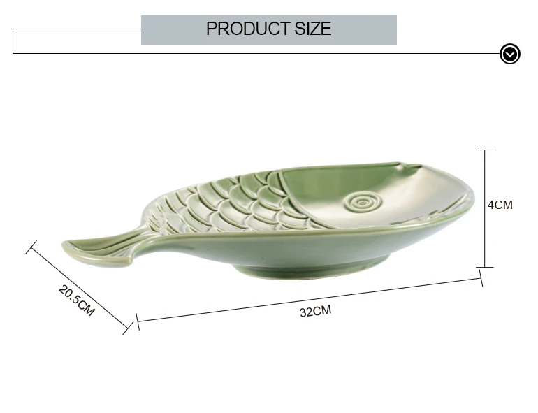 Japanese Style Rectangular Ceramic Plate Fish Shape Design Stoneware Dinner Ware Plates Oven Microwavable Safe