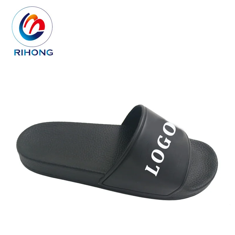 embossed logo custom slide performance pu design men sandal slipper embossed logo custom slide