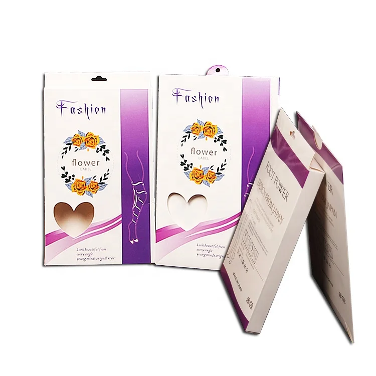 pantyhose packaging box stockingsbox customized with hanging hole and die cut window