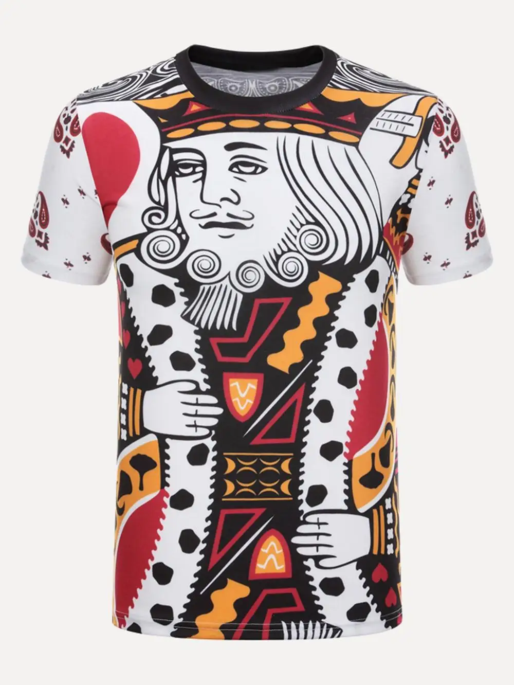 Customized Summer Multicolor Polyester Material Men 3D Playing Cards K Graphic Tee