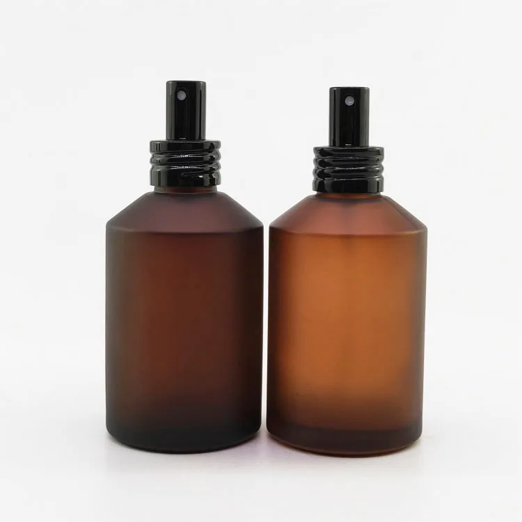 Matte frosted glass perfume bottles amber glass bottle 200ml with aluminum spray