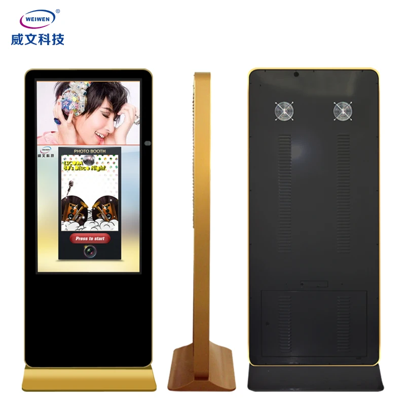 43 inch floor standing LCD photo booth touch screen kiosk with camera printer