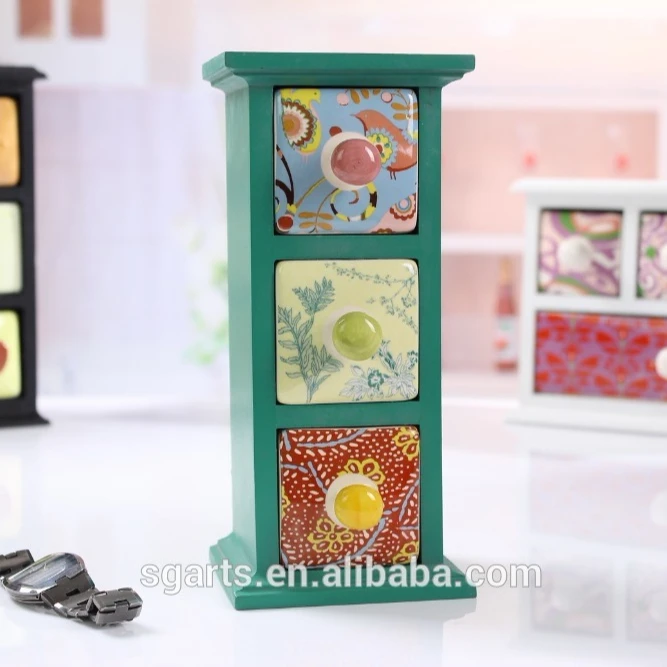Hot sales Home Decorative Vintage Retro Style Furniture Cabinet ceramic & Ceramic Multi Drawer