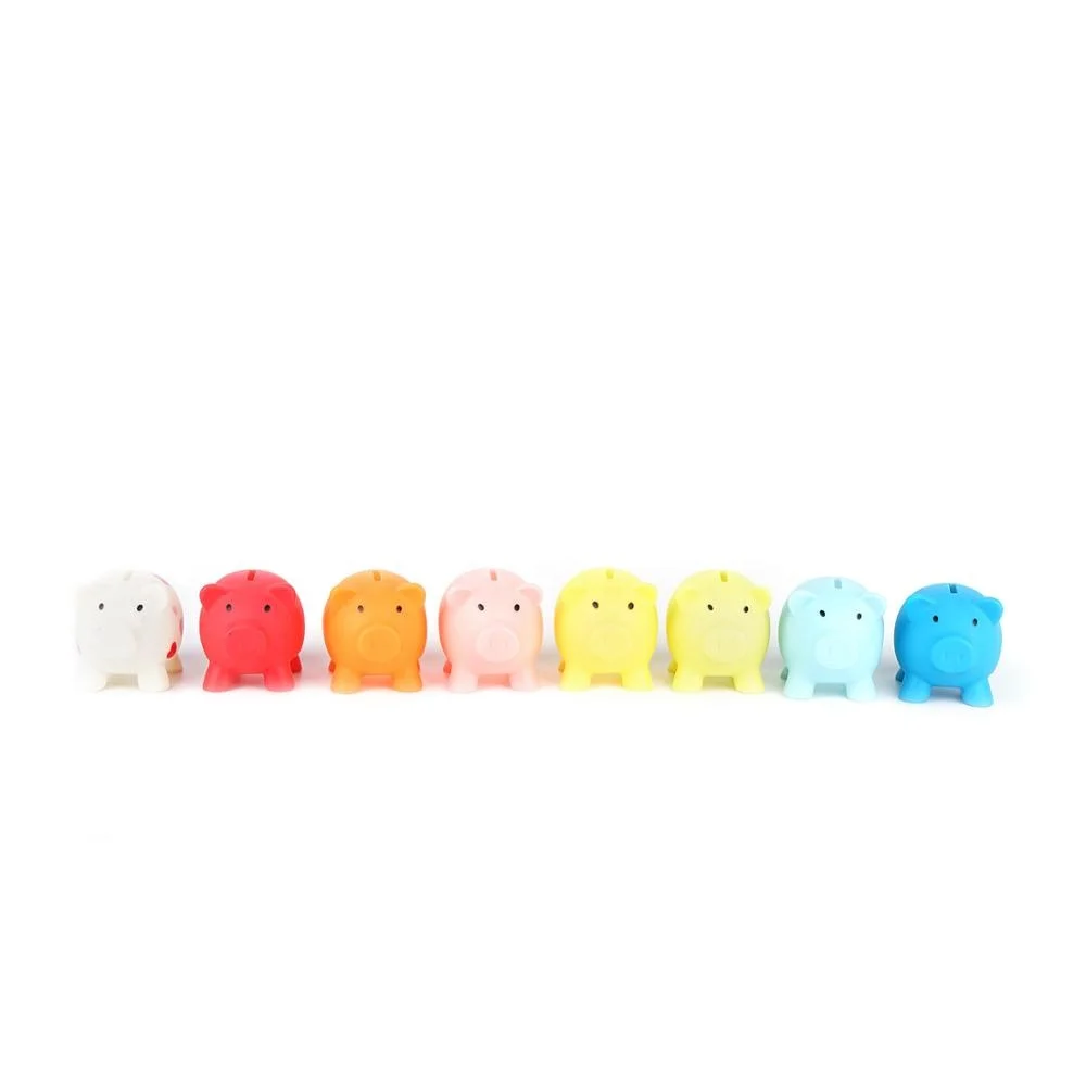 
9cm Cute Piggy Plastic Bank, colourful PVC anime money box funny gifts 