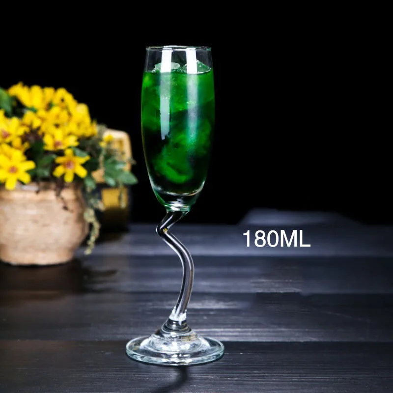 Manufacturer Custom Logo S-shaped Curved Champagne Cup Tulip Stemless Wine Glass