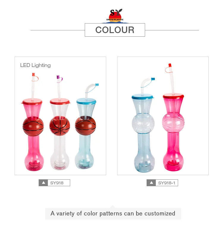 Most popular SY918 1160ml led basketball sports clear slush long drinking beer plastic party yard cups with straw