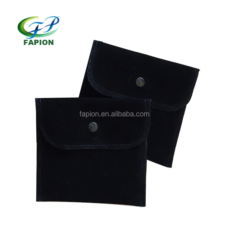 custom logo black velvet envelope jewelry pouch